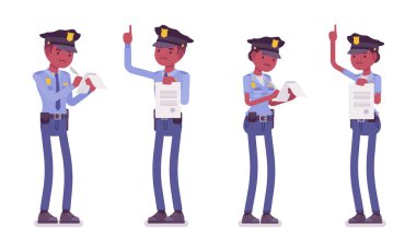 Genç polis memuru ile kağıtları siyah