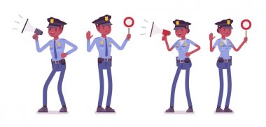 Genç polis memuru sinyalleri ile siyah