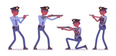 Genç polis memuru silahlı siyah