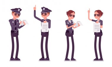 Genç polis memuru ile kağıtları