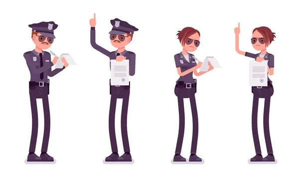 Jóvenes policías con papeles — Vector de stock