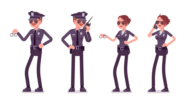 Petugas polisi muda yang bekerja - Stok Vektor