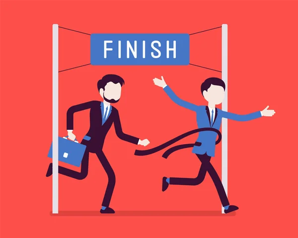 Businessmen at finish line — Stock Vector