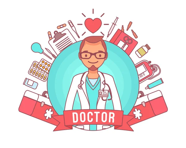Poster dokter profesional - Stok Vektor