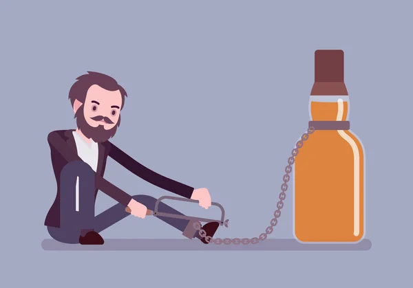 Hombre con botella en dependencia del alcohol — Archivo Imágenes Vectoriales