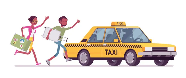 Inseguire un taxi — Vettoriale Stock