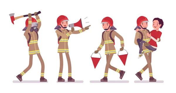 Jovem bombeiro no trabalho —  Vetores de Stock