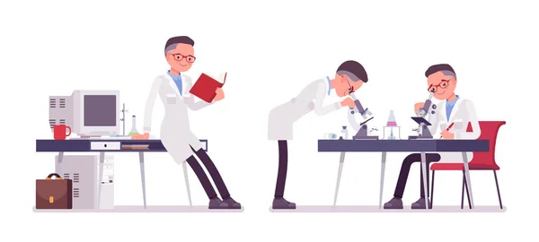 Homme scientifique travaillant — Image vectorielle