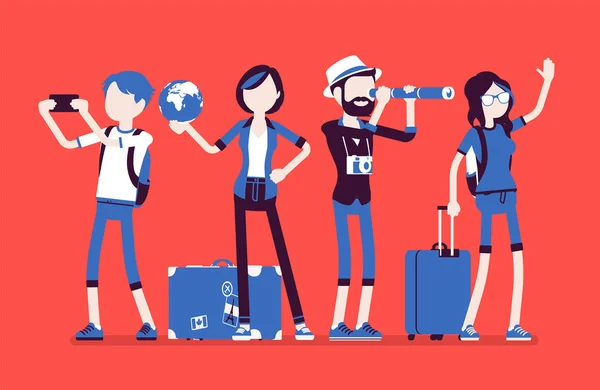 Groupe de voyageurs avec bagages — Image vectorielle