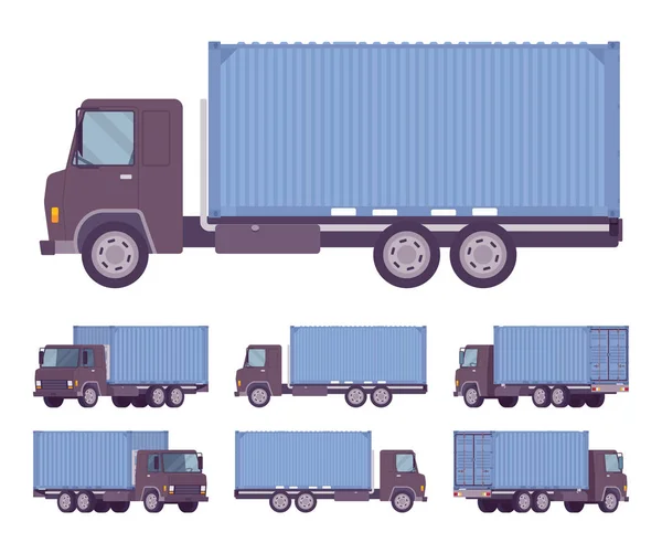 Euro truck mavi metal konteyner ile — Stok Vektör
