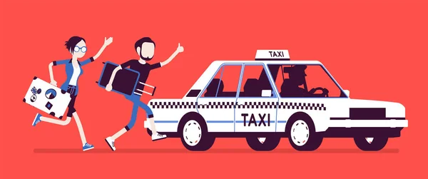 Persiguiendo un taxi — Archivo Imágenes Vectoriales