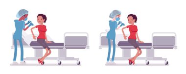 Erkek, kadın hemşire tıbbi prosedür, enjeksiyon