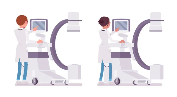 Médico masculino e feminino fazendo raio-X — Vetor de Stock