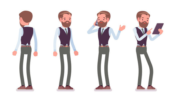 Handsome male office employee standing