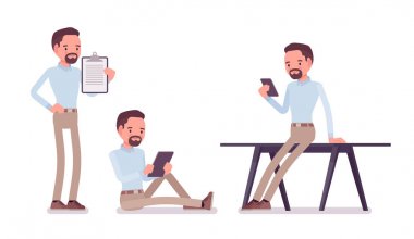 Farklı durumlarda Smart casual adam