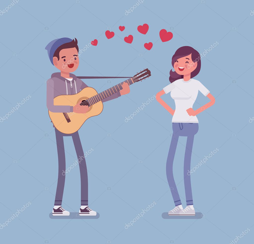 Serenata citas pareja Vector de stock por ©Andrew_Rybalko 190379846, image size:1024x983