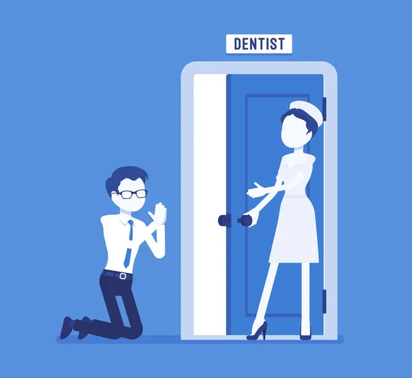 Hombre en la puerta del dentista — Archivo Imágenes Vectoriales