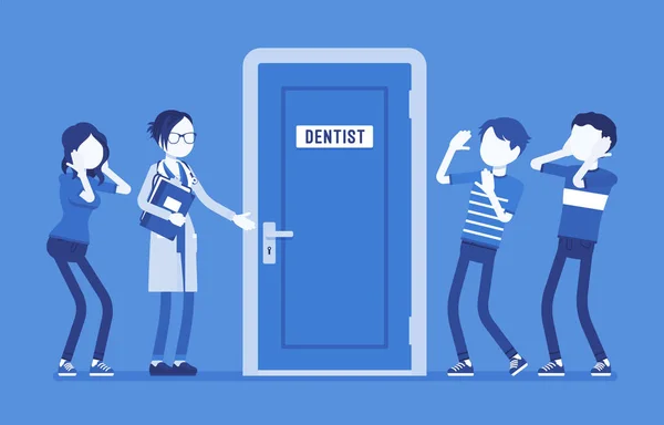 Paniki dentysta drzwi — Wektor stockowy