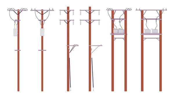 Set pali per filo elettrico — Vettoriale Stock