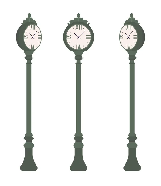 Reloj de calle verde conjunto — Vector de stock