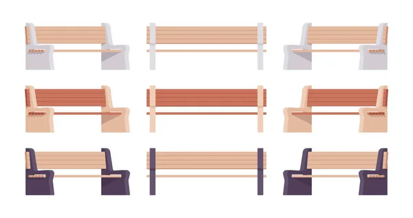 Brown colored street bench set — Stock Vector