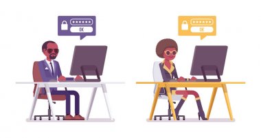 Gizli ajan siyah erkek ve kadın, casus bilgisayar Hack