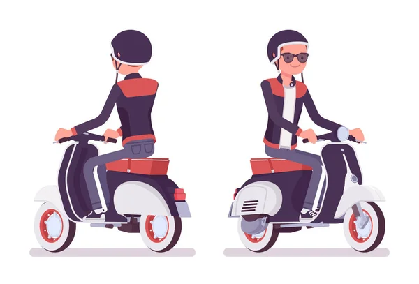 Jeune homme en scooter — Image vectorielle