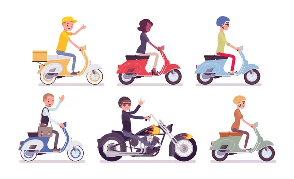 Pilotes motards et scooters — Image vectorielle