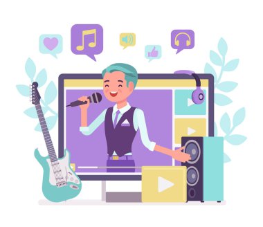 Müzik flamalı çocuk.