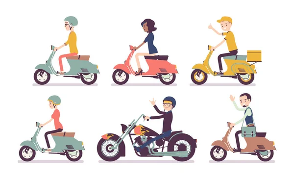 Pilotes motards et scooters — Image vectorielle