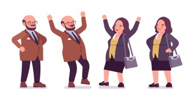 Tombul, pozitif bir adam ve göbekli kıvrımlı bir kadın.