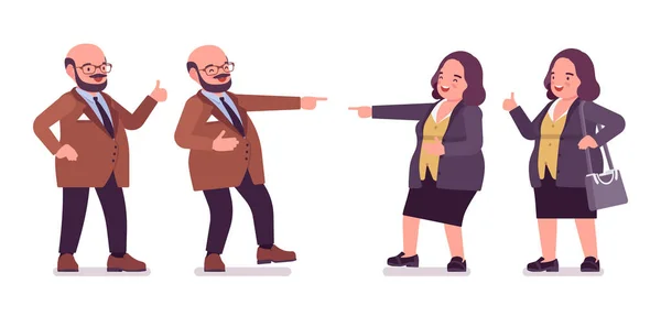 Gordito pesado positivo hombre y feliz mujer con curvas en la diversión — Vector de stock