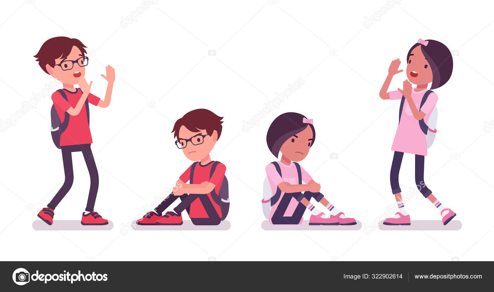 School boy, girl in casual wear feel sad and scared Stock Vector Image by ©Andrew_Rybalko #322902614 School boy, girl in casual wear feel sad and scared Stock Vector Image by ©Andrew_Rybalko #322902614