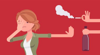 Kötü alışkanlıklar reddediliyor, kız sigara ve alkol kullanımına karşı.