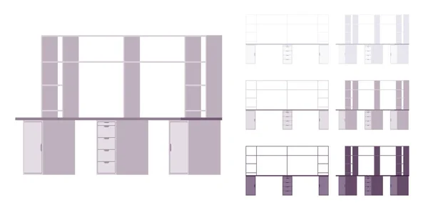 Bureau avec étagères de meubles ensemble — Image vectorielle