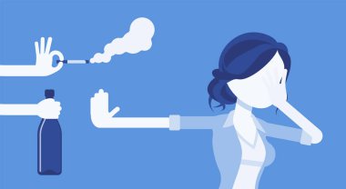 Kötü alışkanlıklar reddediliyor, kız sigara ve alkol kullanımına karşı.