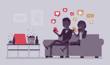 Gadget bağımlılığı, akıllı telefonlara bağımlı genç çift
