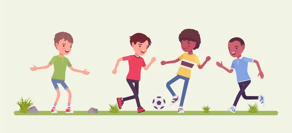 Jeunes joueurs de football de rue — Image vectorielle