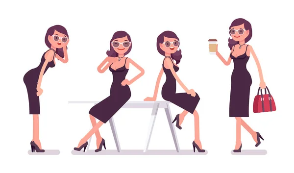 Glamour girl different poses — Stock Vector