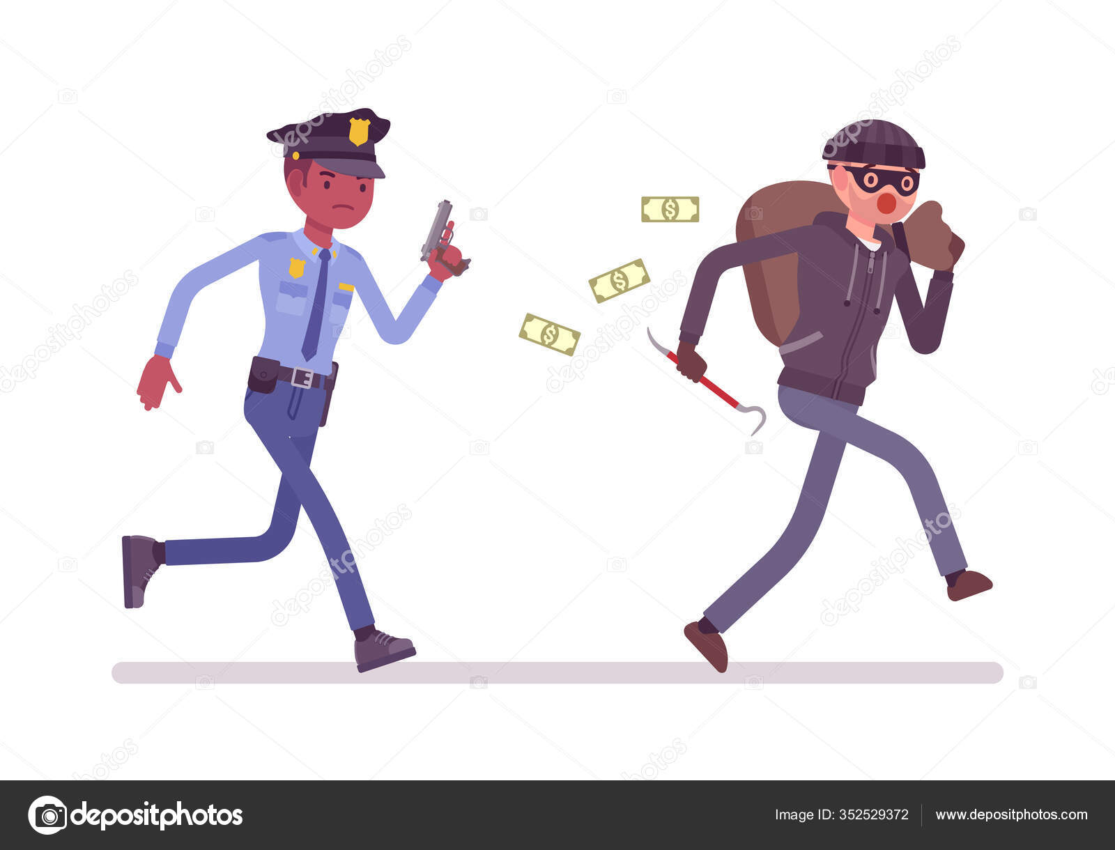 Thief and a policeman chase. Stock Vector Image by ©Andrew_Rybalko  #352529372