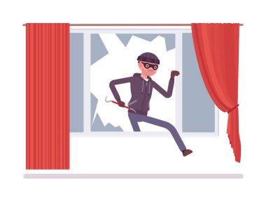 Thief breaking into a house clipart