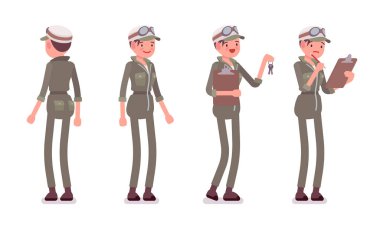 Mechanic girl in overalls standing