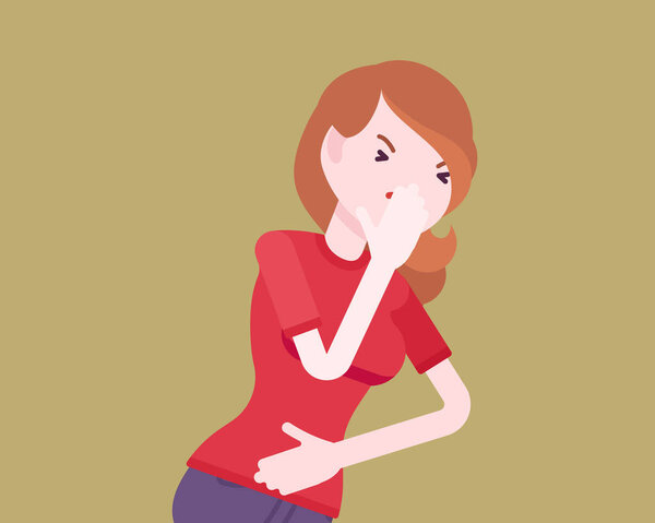 Больной женщины, страдающей от вирусного приступа, симптомов лихорадки, кашля
