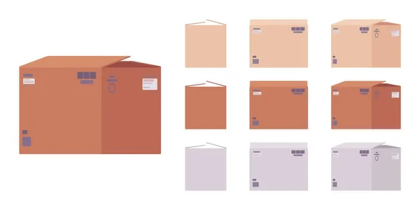Caixas móveis conjunto de papelão — Vetor de Stock