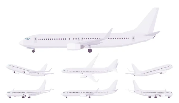 Ensemble de gabarits d'avion de passagers, avion de ligne pour le transport de passagers — Image vectorielle