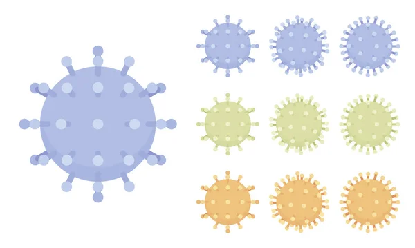 Struktur virus, manusia coronavirus spike simbol diatur - Stok Vektor