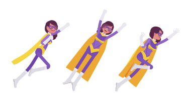 Çekici kostüm giyen süper kahraman kadın.