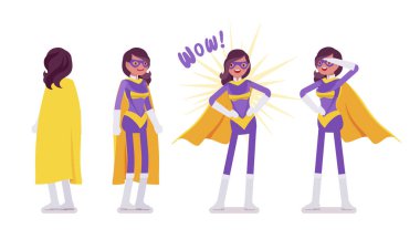 Çekici kostümlü kadın süper kahraman.