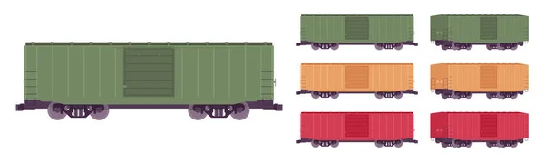 Train de transport ferroviaire de marchandises, ensemble de conteneurs d'expédition — Image vectorielle