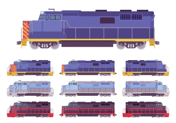 Локомотив, залізничний транспорт для тяги поїздів — стоковий вектор